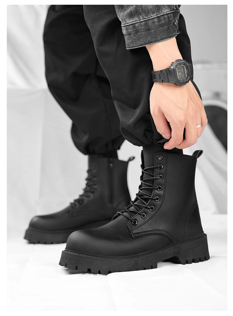 Couple's casual boots four season men's and women's high top leather boots fashion thick soled non slip plus size outdoor boots - Buy online at  Vibe In Cart.