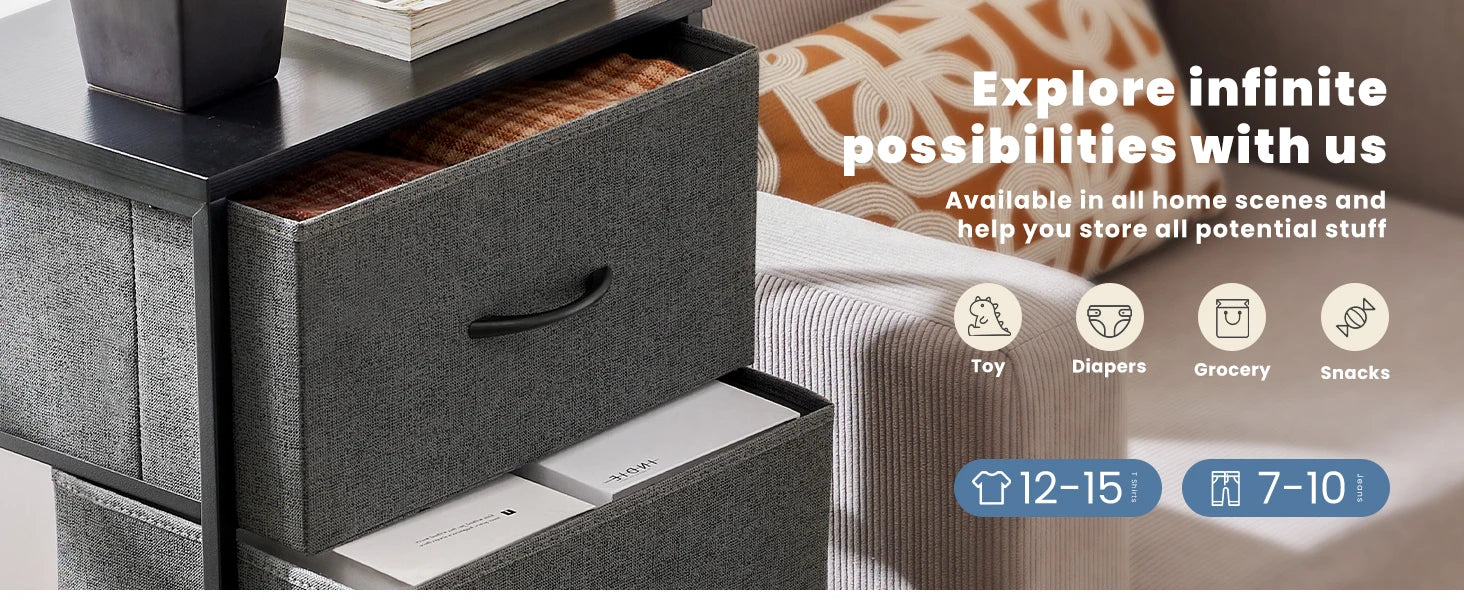 JHK Dresser For Bedroom With 4 Fabric Drawers Nightstand Wardrobe Steel Frame Closet For Clothes Storage Cabinet Of Furniture - Buy online at  Vibe In Cart.