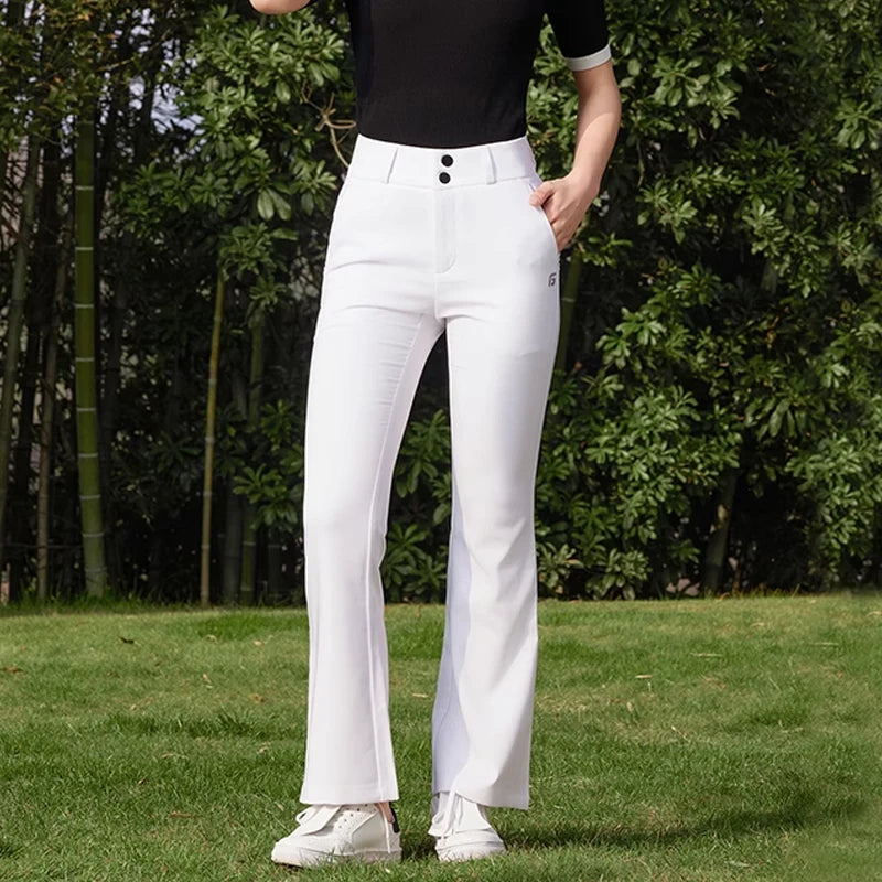 Women's High Waist Flared Golf Trousers Full Length