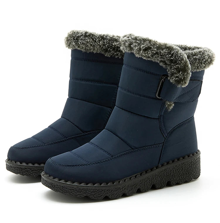 Boots Waterproof Fur Boots For Snow Women's Winter Shoes Low Heels Women Middle Boots Winter Footwear Warm Combat Shoes Woman - Buy online at  Vibe In Cart.