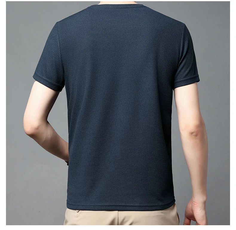 Short sleeved Polo shirShort sleeved Waffle Solid Polot fashion splicing men's round neck top cotton daily short sleeved T-shirt - Buy online at  Vibe In Cart.