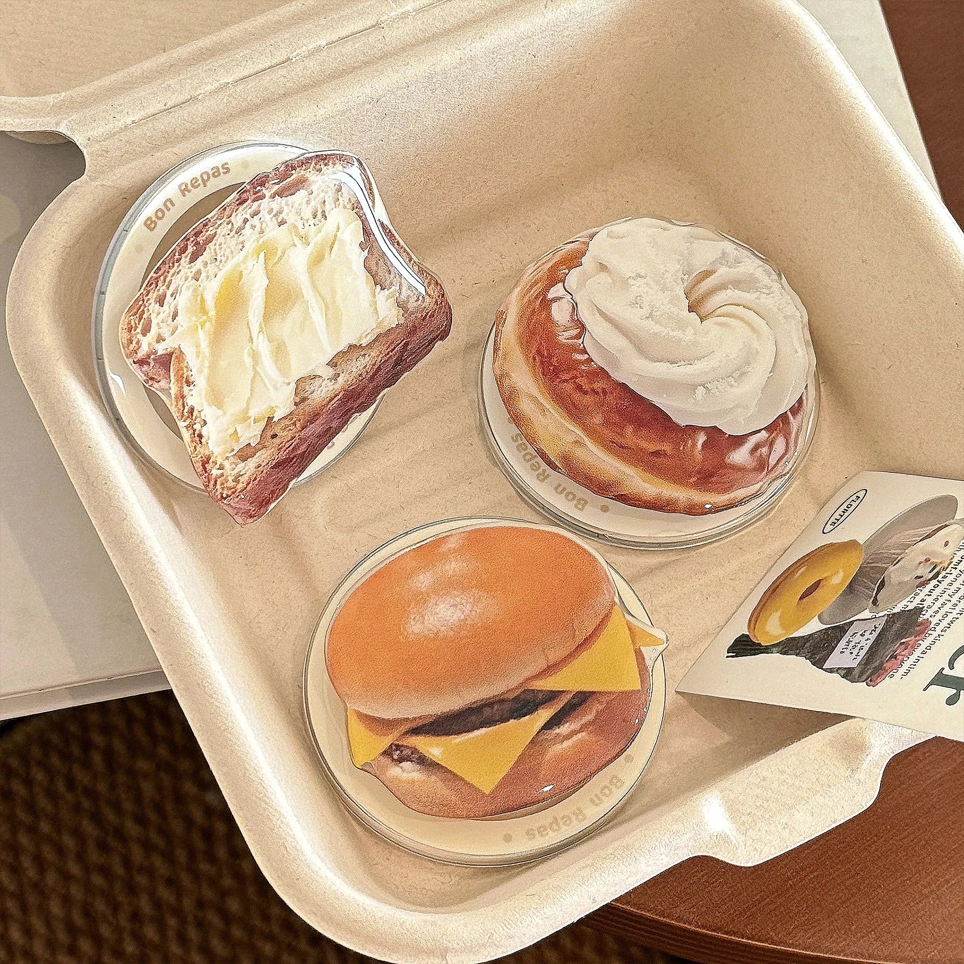 Foldable Magnetic Phone Holder with Cartoon Food Theme