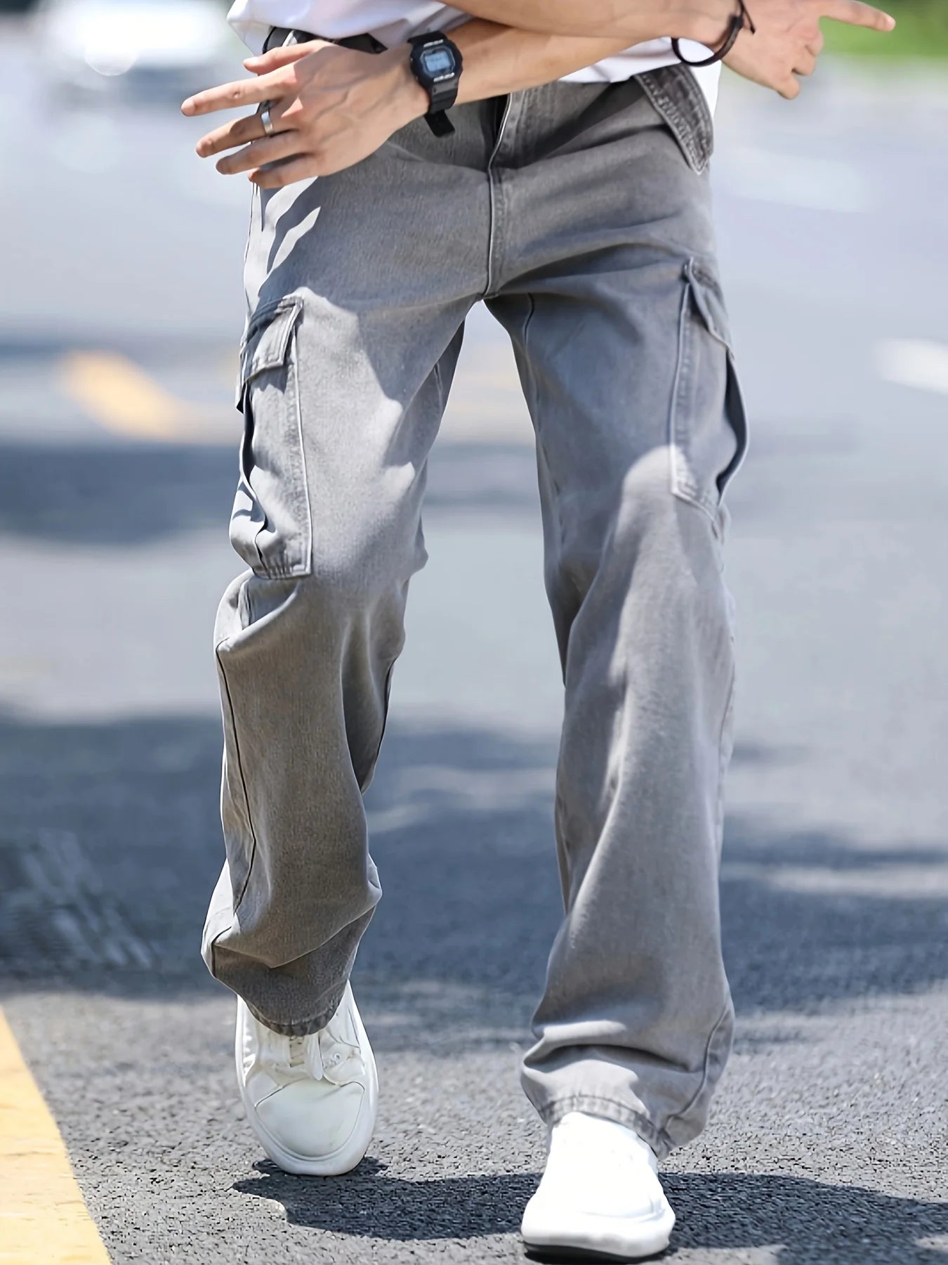Men's multi pocket denim work pants straight leg denim pants - Buy online at  Vibe In Cart.