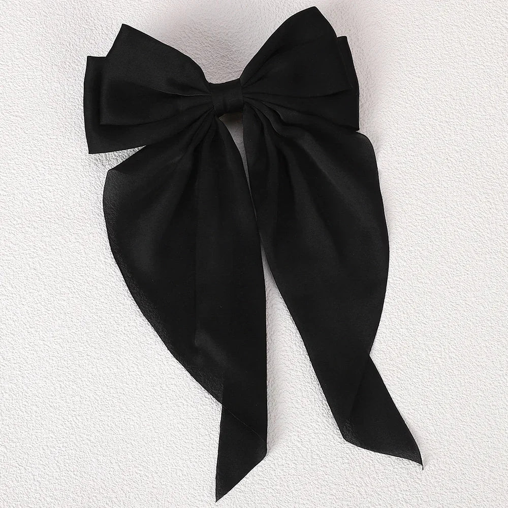 Polyester Chiffon Alloy Hair Barrettes for Girls with Big Bow