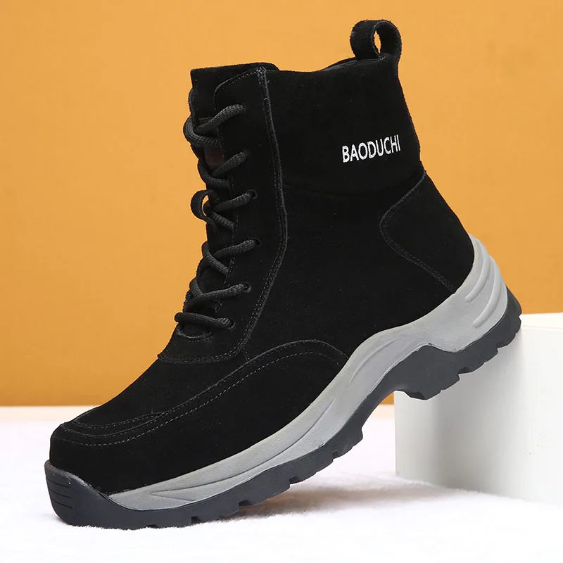 Men's sheepskin and wool integrated snow boots, real leather and fur, winter thick and warm boots slip resistance for Men's ﻿ - Buy online at  Vibe In Cart.