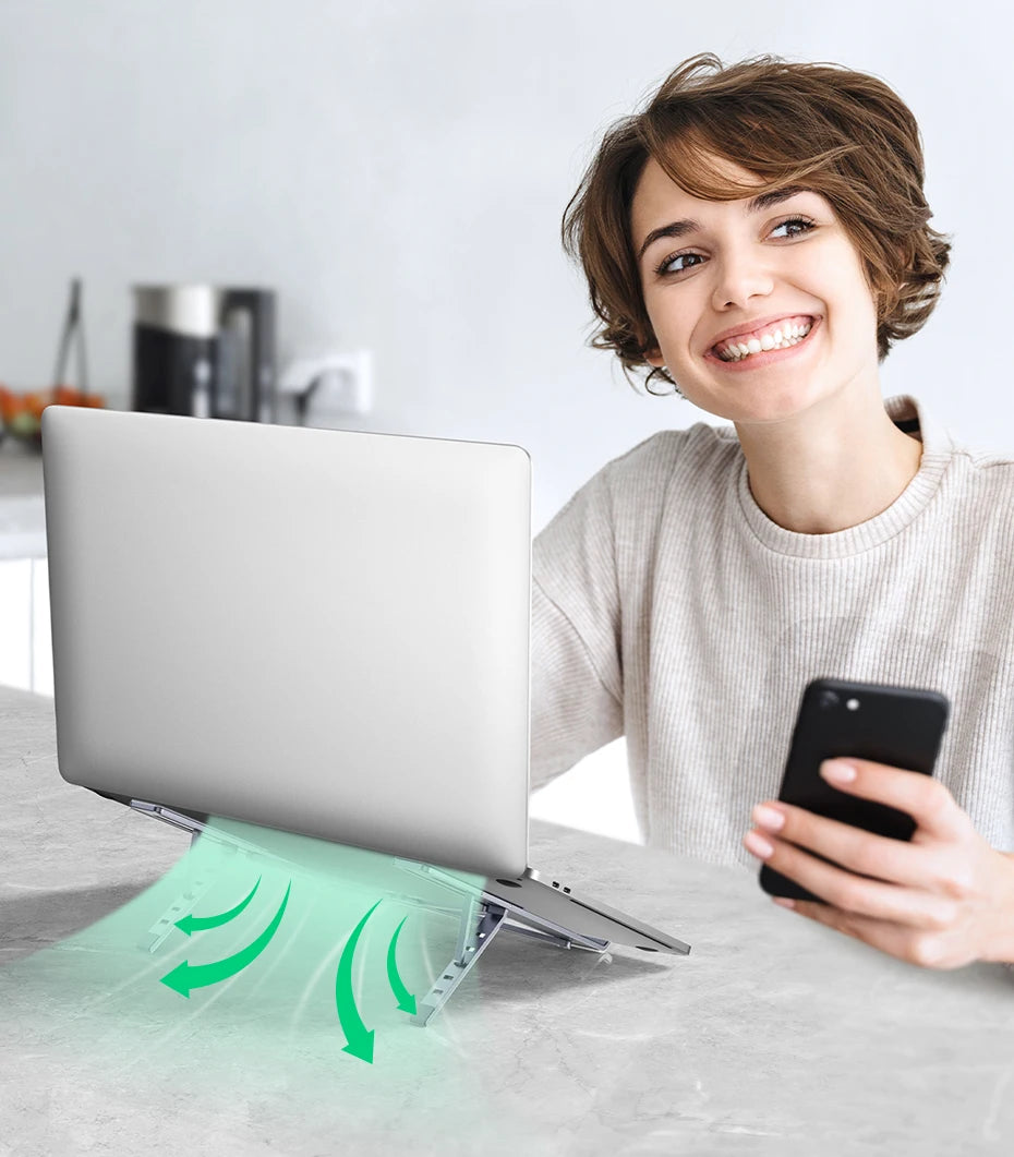 Foldable Aluminum Vertical Laptop Stand with 5-Level Adjustable Height