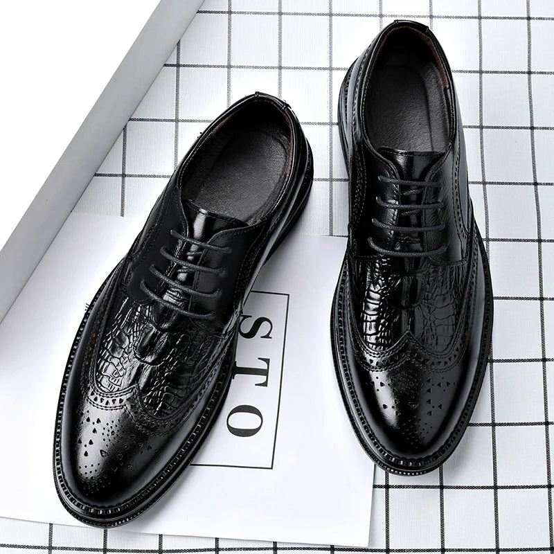 New for Men Genuine Leather Casual Shoes Retro Leisure Business Dress Shoes Street Fashion Brogue Shoes - Buy online at  Vibe In Cart.