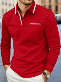 Spring and fall best-selling fashion golf men's lapel pocket comfortable casual sports solid color long sleeve breathable top - Buy online at  Vibe In Cart.