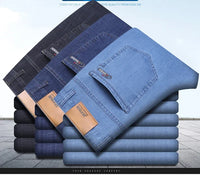 New Ice Silk Thin Denim Jeans For Men Blue Straight Stretch Cotton Pants Business Casual Lightweight Trousers Spring Summer - Buy online at  Vibe In Cart.
