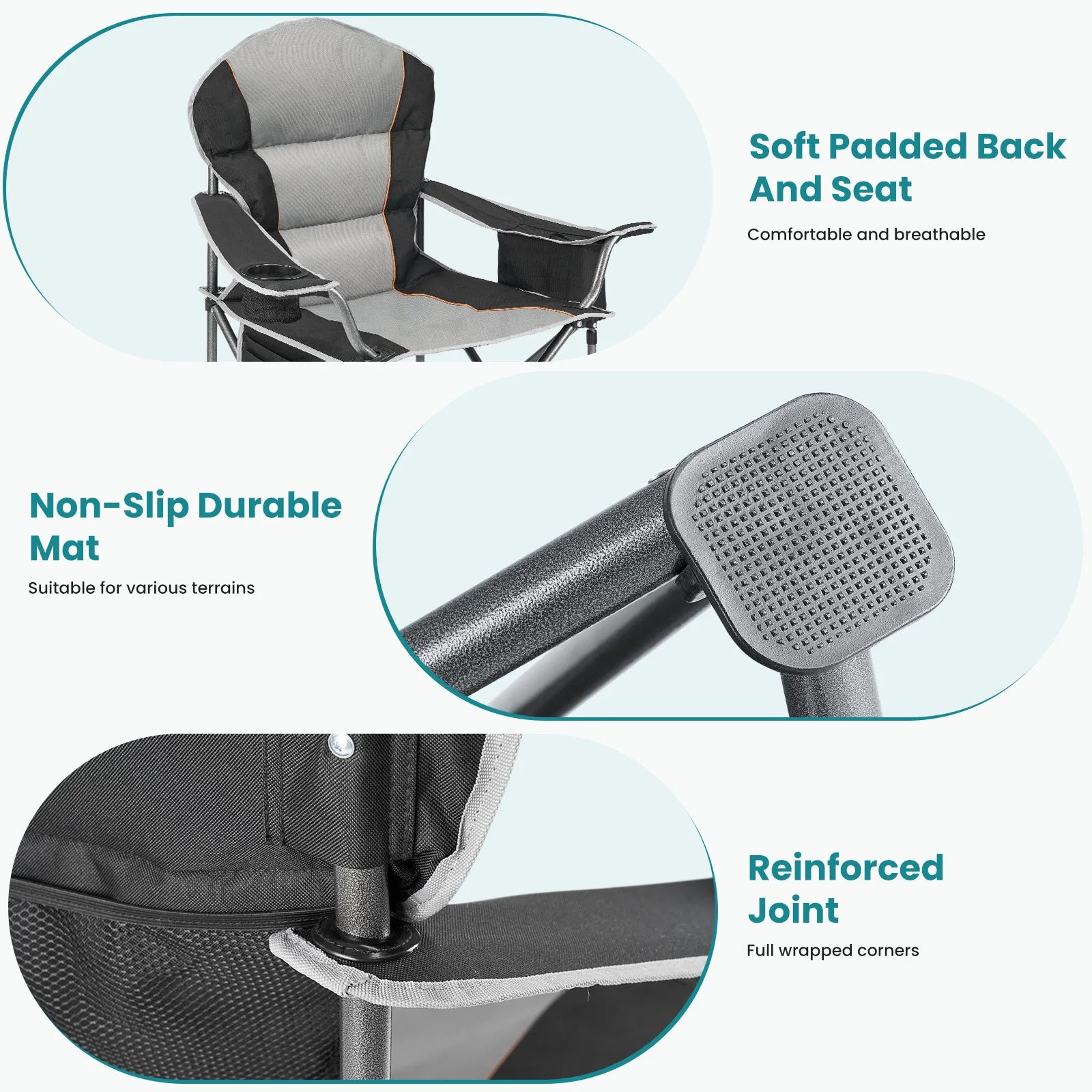 JHK Heavy Duty Camping Chair 450lbs Capacity Portable Folding Chair with Cup Holder Sturdy Steel Frame Outdoor Chair for Camping - Buy online at  Vibe In Cart.