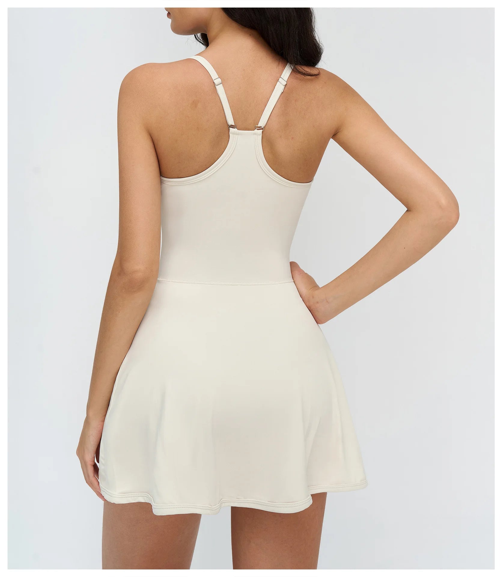 Tennis Dress with Shorts Underneath Women Golf Wear Above Knee Length White Sport Dresses with Shorts Outfit Fitness Workout