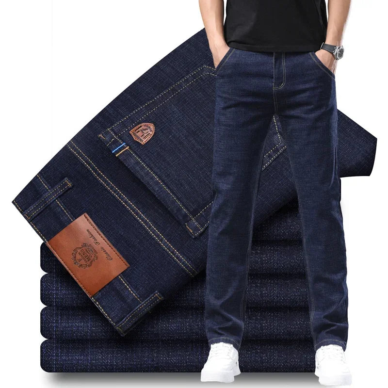 Fashion Men Jeans Stretch Straight Leg Casual Slim Fit Denim Pants Male Brand Luxury Design Business Classic Trousers Large Size - Buy online at  Vibe In Cart.