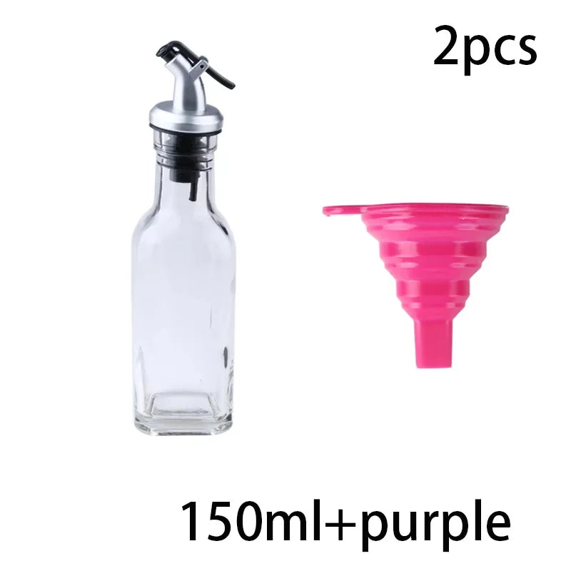 Glass Olive Oil Dispenser Bottle with Silicone Funnel for Kitchen