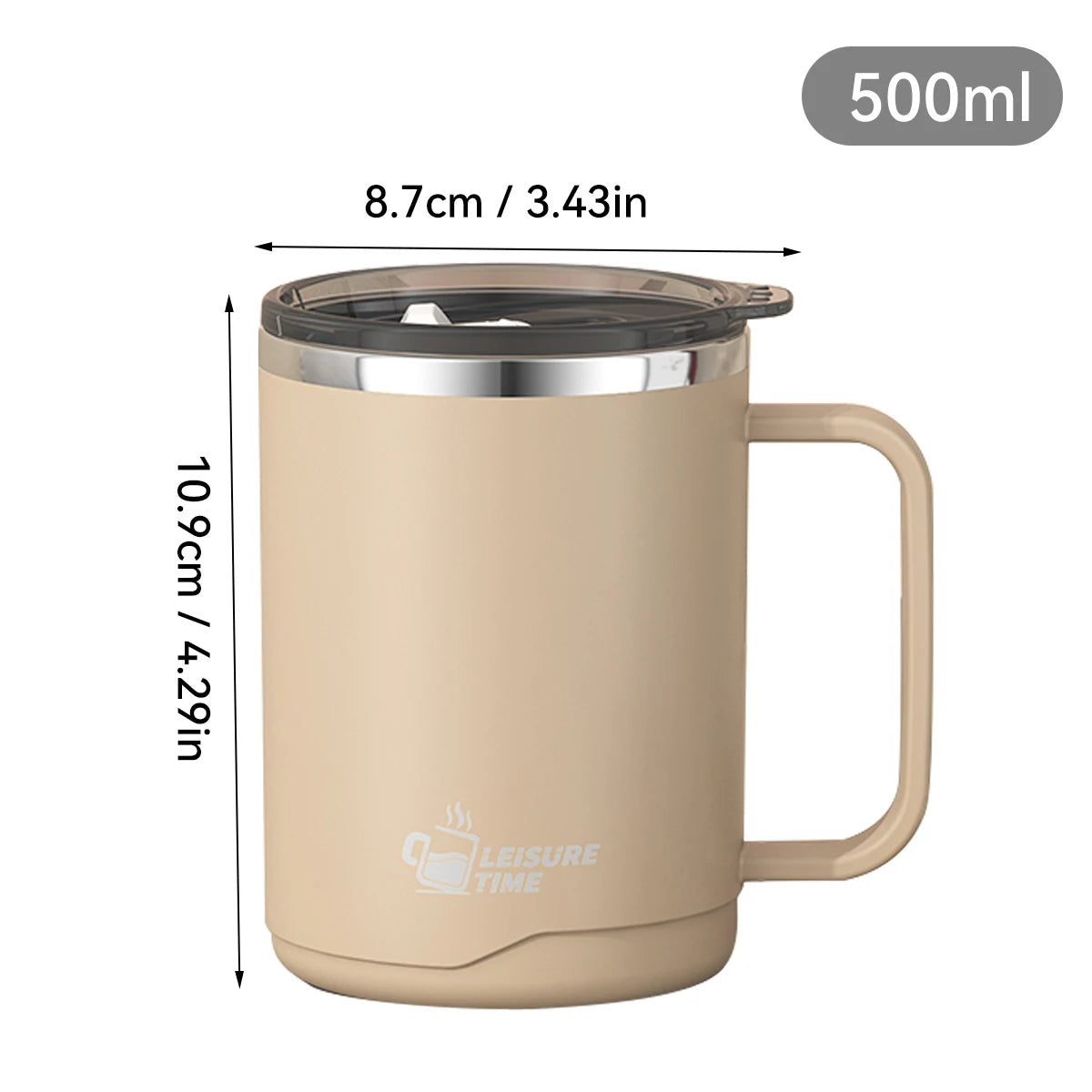 500ml Double-layer Mug 304 Stainless Steel Insulated Coffee Cup With Handle Portable Sealed Water Cup Drinkware For Student Kid - Buy online at  Vibe In Cart.