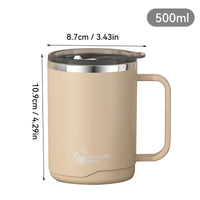 500ml Double-layer Mug 304 Stainless Steel Insulated Coffee Cup With Handle Portable Sealed Water Cup Drinkware For Student Kid - Buy online at  Vibe In Cart.