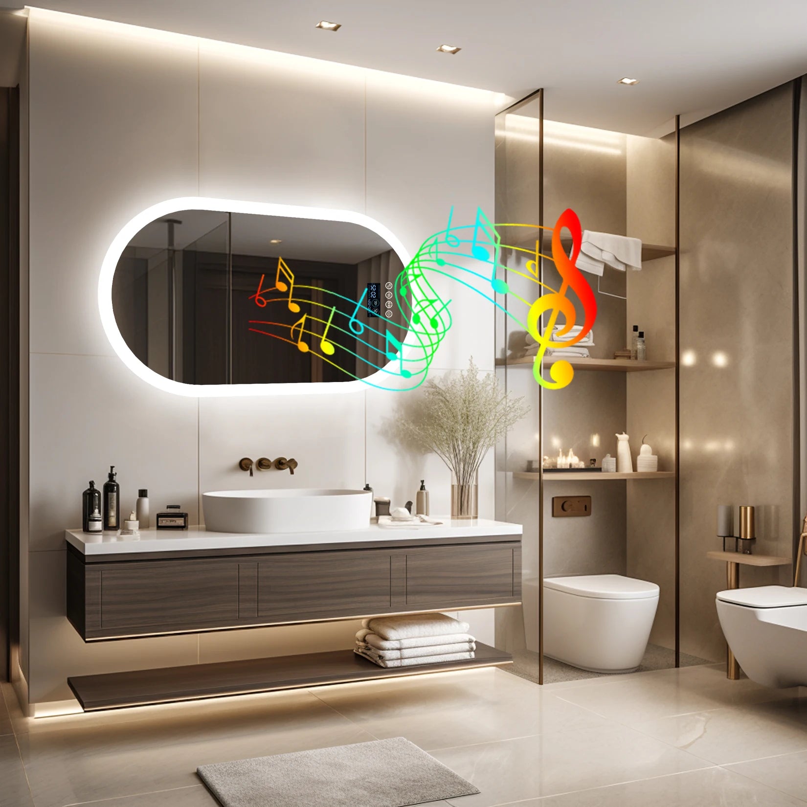 LUVODI Lighted Bluetooth Bathroom Mirror Led Backlit Illuminate Vanity Mirror with Time Date Display Anti-fog - Buy online at  Vibe In Cart.