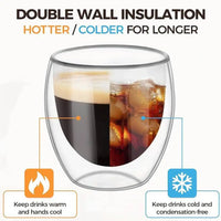 2-6PCS Double Wall High Borosilicate Glass Mug Heat Resistant Tea Milk Espresso Coffee Juice Water Cup Bar Drinkware Gift - Buy online at  Vibe In Cart.