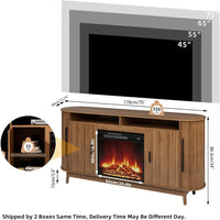 Electric Fireplace TV Stand, Modern Chic Entertainment Center for TVs Up to 80 inches, Curved Profile Design, Adjustable Shelves - Buy online at  Vibe In Cart.