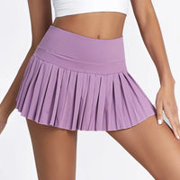 Summer Women Tennis Pleated Skirt With Inner Lining High Waist Double Layer Design Sport Sexy Fitness Yoga Dancing Shorts - Buy online at  Vibe In Cart.