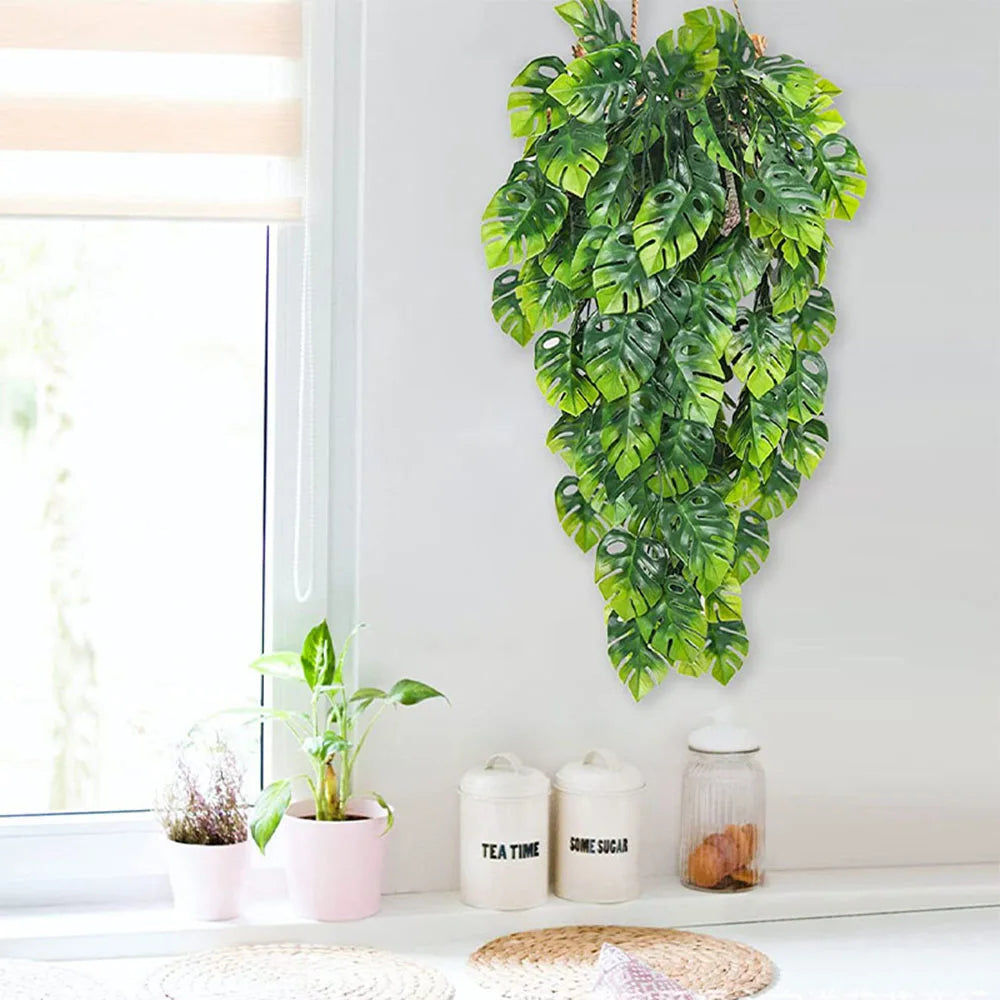 2pcs Artificial Plants Monstera Leaf Vines Green Hanging Garland for Wall Decor Home Garden Wedding Party Decoration Fake Plant - Buy online at  Vibe In Cart.