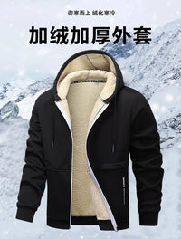 Sherpa Lined Men's Winter Jacket, Thickened Workwear Men Hooded Coat, Outdoor Casual Warm Fleece Jackets For Man - Buy online at  Vibe In Cart.