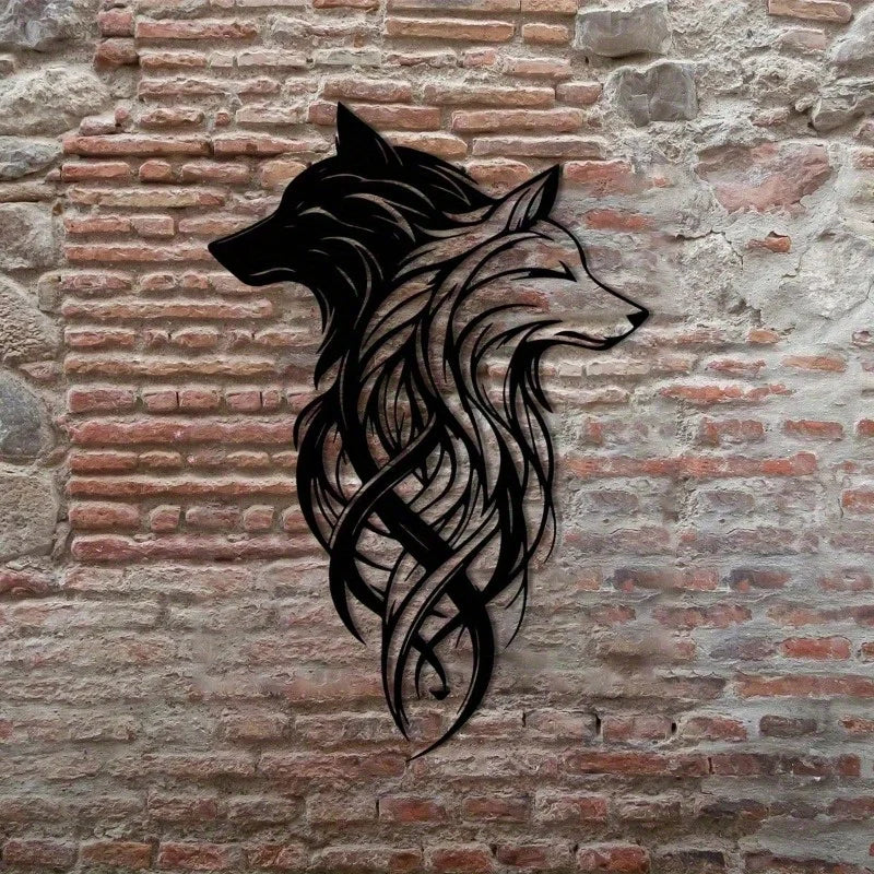 "Twin Wolf Shadows"Metal Wall Sculpture Set|Black&White Wolf Head,Wrought Iron,Halloween&Christmas Gift,Living Room/Office Decor - Buy online at  Vibe In Cart.