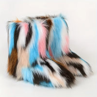 Y2K Fluffy Mid-calf Boots Winter Women Fashion Snow Boots Warm Cotton Shoes - Buy online at  Vibe In Cart.