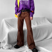 2025 Y2K Fashion Vintage Brown Baggy Flare Jeans Pants For Men High Street Hip Hop Women Casual Cotton Long Trousers Pantalon - Buy online at  Vibe In Cart.