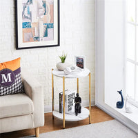LUVODI 2-Tier Round Coffee End Tables Sofa Side Table Plant Stand with Storage Shelf Metal Frame for Living Room Bedroom - Buy online at  Vibe In Cart.