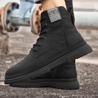 Men's Lace-Up Ankle Boots Martin Style Flat Heel