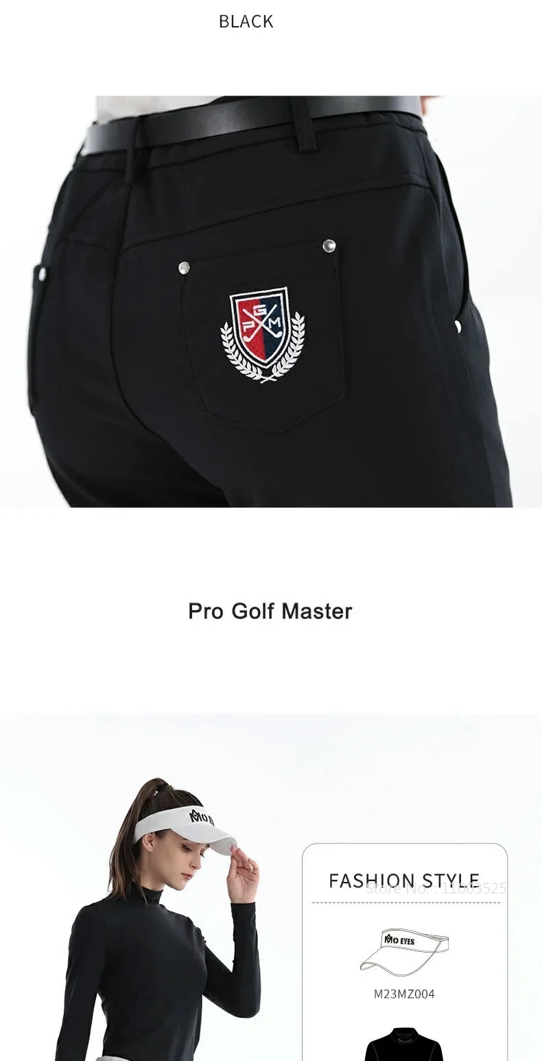 Women's Winter Warm Thick Fleece Golf Pants Straight Full Length