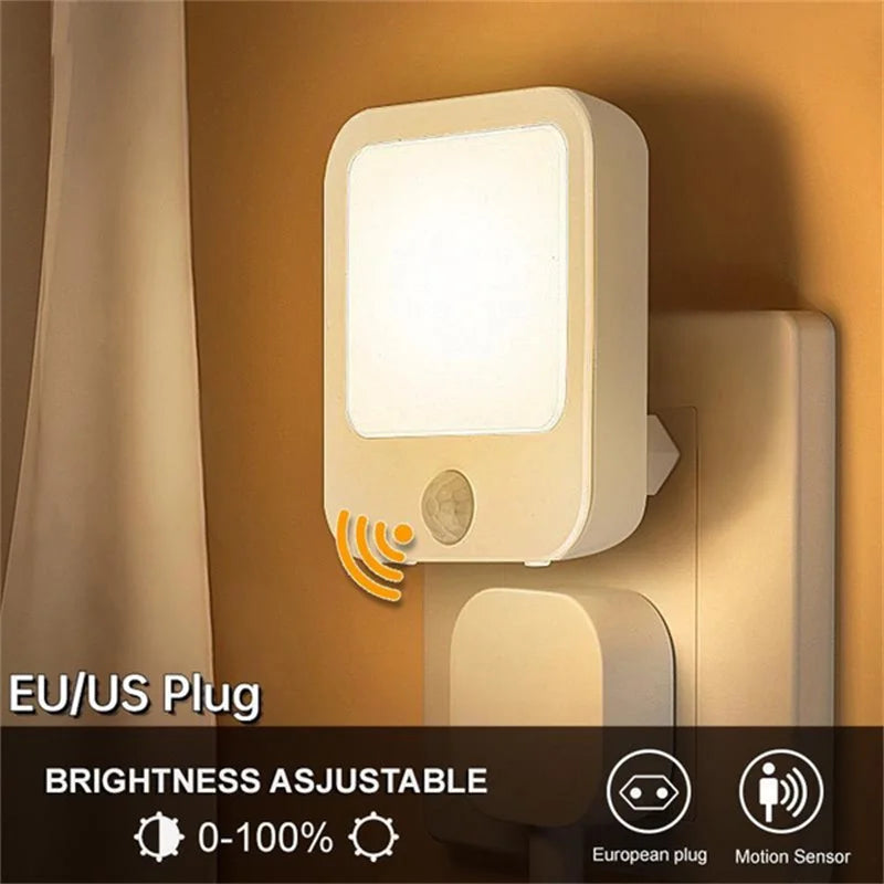 Motion Sensor LED Night Lights EU Plug Dimmable Cabinet Light for Baby Bedside Bedroom Corridor Wireless Night Lamp Lighting - Buy online at  Vibe In Cart.