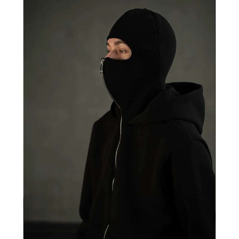Men's Double Hat Mask Zipper Design Winter Windproof Hoodie Sports Jacket Outdoor Activities Hiking Travel Running Sweatshirt ﻿ - Buy online at  Vibe In Cart.