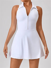 Women's Tennis Dress Women Turn Down Collar Front Zipper 2-in-1 Golf Sports Tight Dress Fitness Workout Running Pocket Skort - Buy online at  Vibe In Cart.