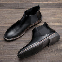 Men's Ankle Slip-On Boots, Sizes 40-46, Low Heel, Bonded Leather Insole