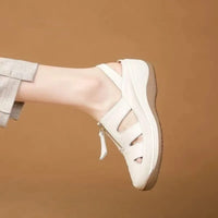 2025 New Genuine Leather Mom Sandals Women Peep-Toe Wedge Soft Sole Hollow-Out Breathable Slip-Resistant Casual Shoes - Buy online at  Vibe In Cart.