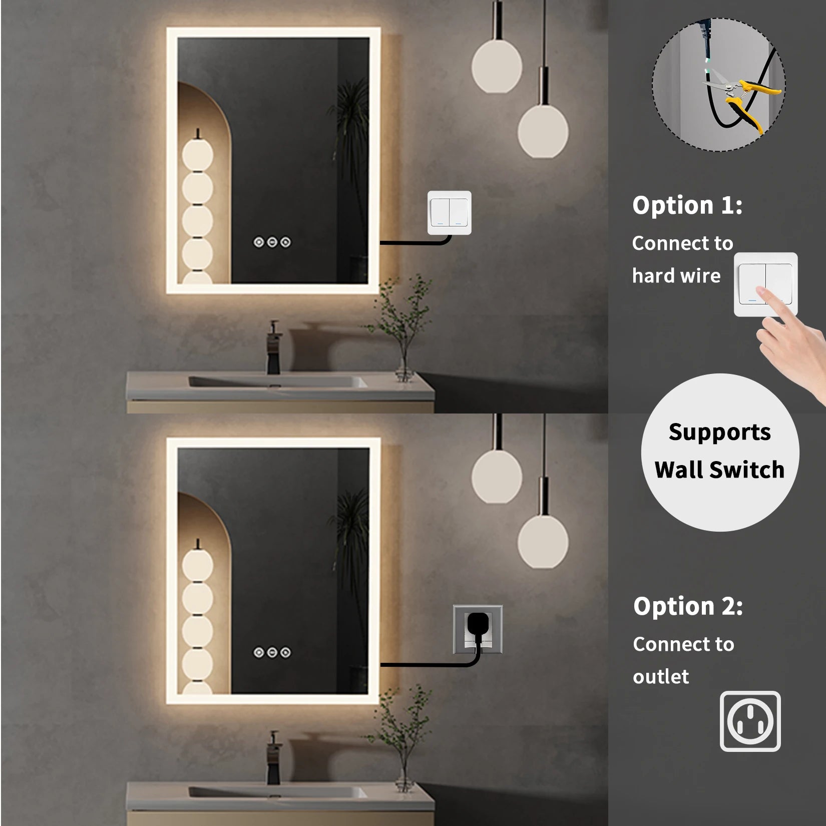 16x20 inch LED Lighted Bathroom Mirror with Anti-Fog, Wall Mounted Vanity Mirror with Smart Touch Button, Memory Function - Buy online at  Vibe In Cart.