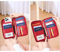 Multifunctional Travel Passport Wallet with RFID Protection in Microfiber Leather