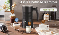 Electric Milk Frother Automatic Rotary Foamer for Coffee Cappuccino Latte 4 in 1 Hot and Cold Foam Maker Milk Frother Foamer - Buy online at  Vibe In Cart.