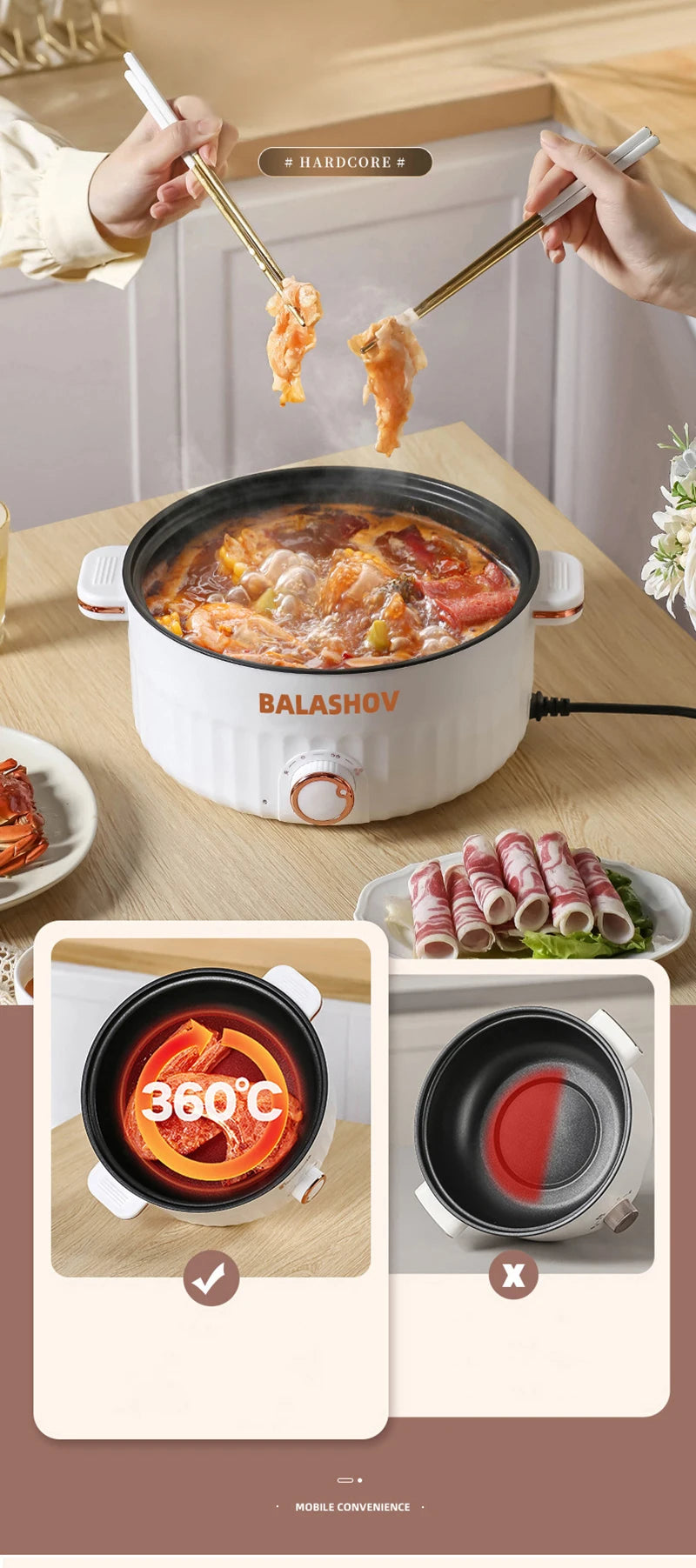 3L Portable Multifunctional Electric Rice Cooker with Non-Stick Double Layer Pan