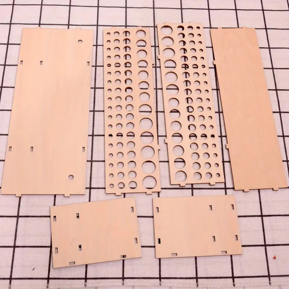 Double-Layer Wooden Brush and Pencil Holder with 67 Slots