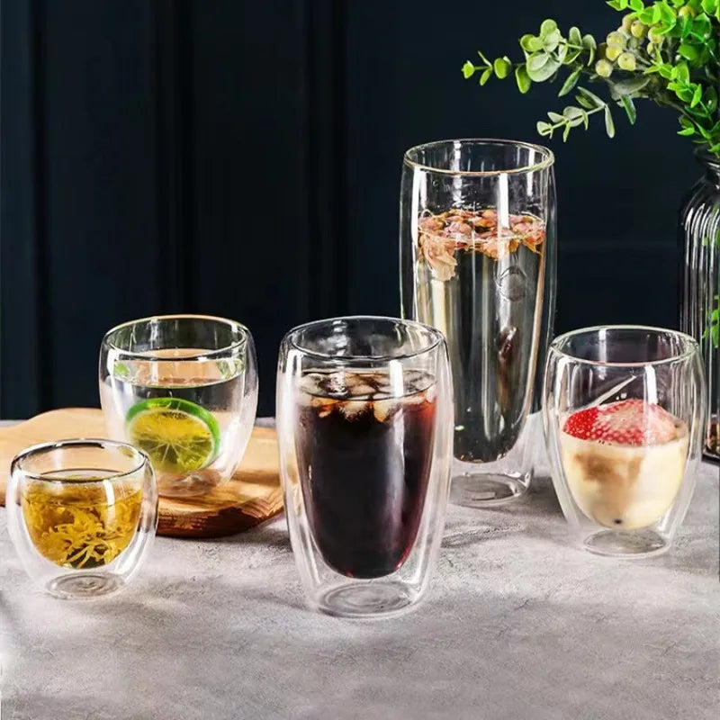 5 Sizes Double Wall Insulated Glass Cup Clear Espresso Coffee Mugs Handmade Beer Mug Tea Milk glass Whiskey Glass Cups Drinkware - Buy online at  Vibe In Cart.