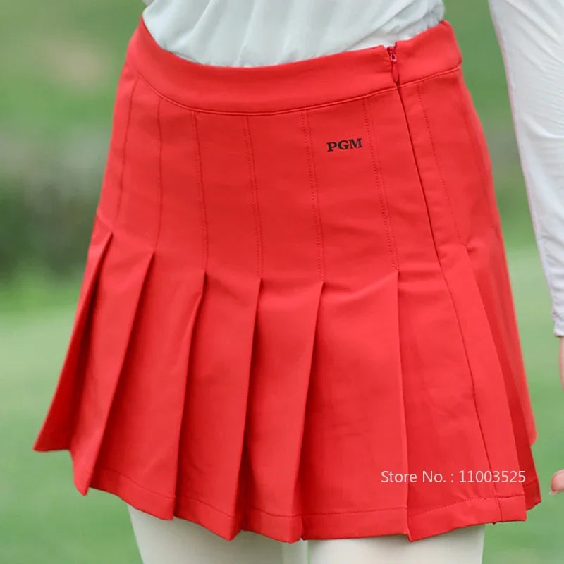 Pgm Women Pleated Skirt High Waist Golf Mini Skirts with Shorts Girl Basic Casual Skorts Lady A-line Korean Sportswear XS-XL