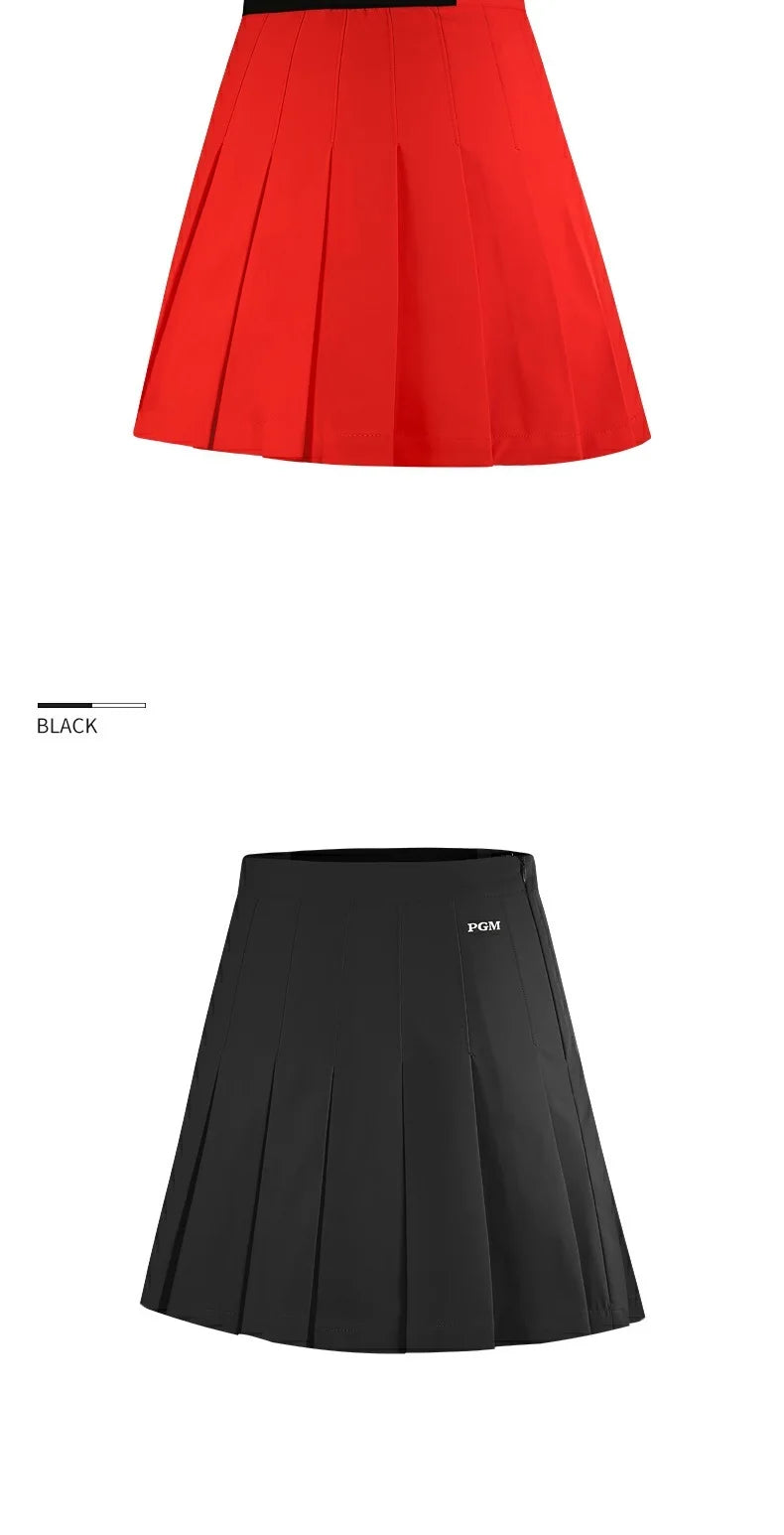 Pgm Women Pleated Skirt High Waist Golf Mini Skirts with Shorts Girl Basic Casual Skorts Lady A-line Korean Sportswear XS-XL