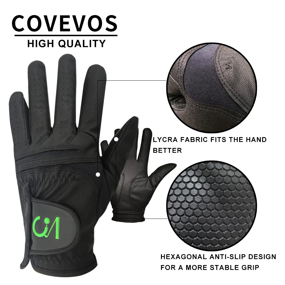 1 PU leather high performance golf glove all weather - black - left/right - Buy online at  Vibe In Cart.