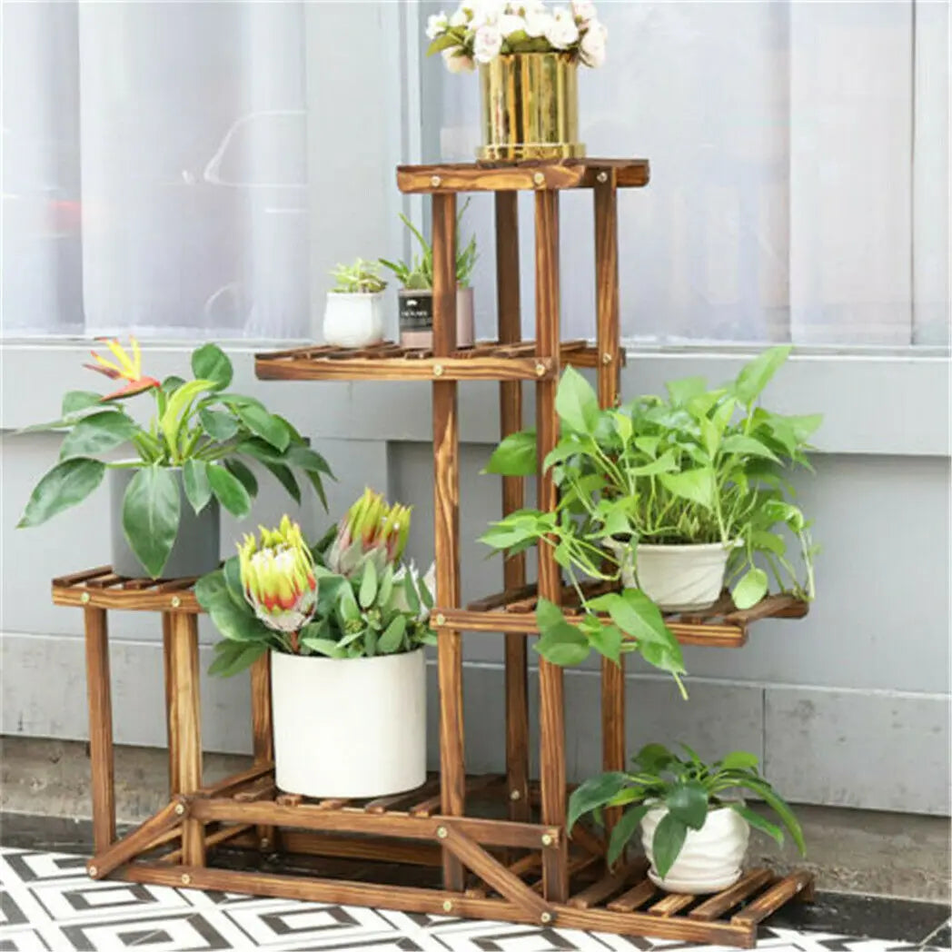 6 Tiered Wood Plant Flower Stand Shelf Planter Pots Shelves Rack Holder Display for Multiple Plants Indoor Outdoor Garden Patio - Buy online at  Vibe In Cart.