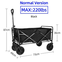 Collapsible Folding Heavy Duty Utility Wagon for Outdoor, Black