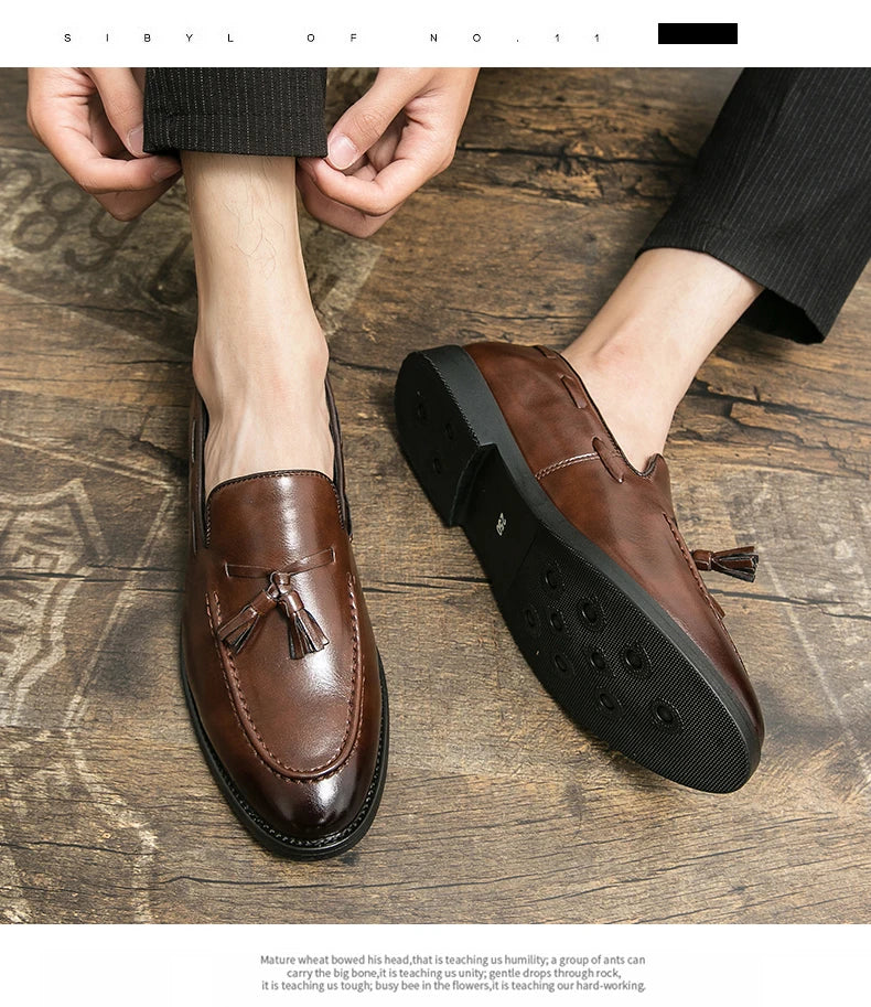Brogues Shoes Men High Quality Social Leather Shoes British Tassels Formal Leather Men Wedding Business Dress Leather Shoes Male - Buy online at  Vibe In Cart.