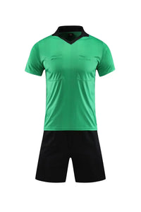Men's Polyester Soccer Referee Uniform Set with Jersey and Shorts
