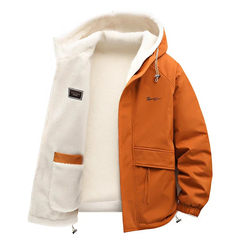 Reversible Winter Lamb  Fleece Hooded Jacket Streetwear Men Women Reversible Cotton Jackets Casual Zipper Thick Warm Coat - Buy online at  Vibe In Cart.